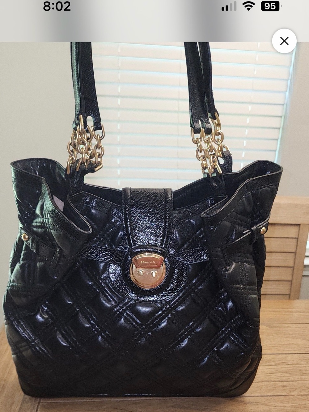 Black Quilted Tote Bag with Gold Hardware - Women's Shoulder Bag
